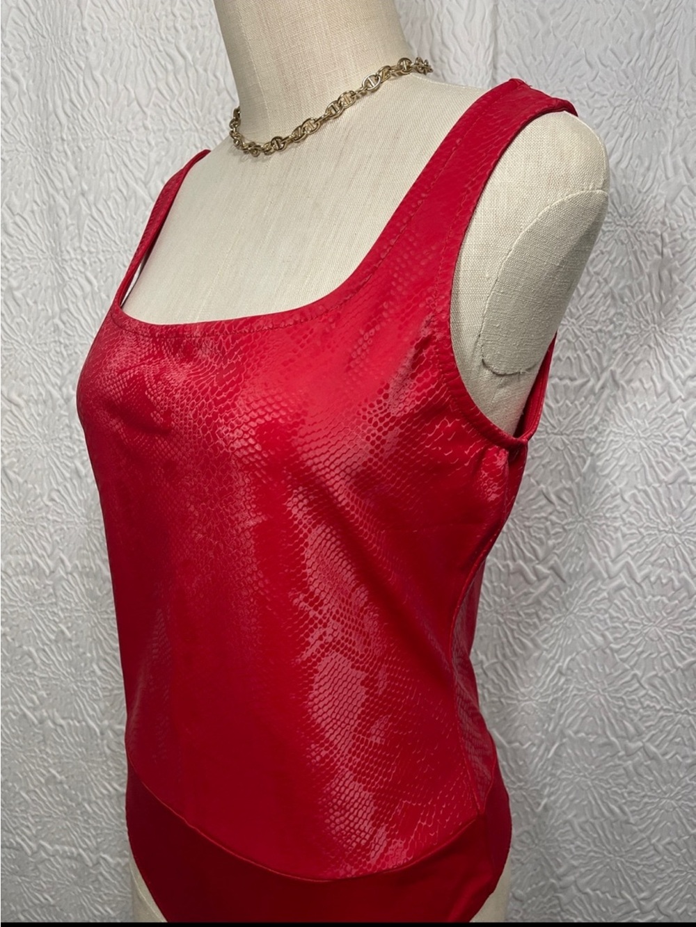 Red Square Neck Bodysuit - Women's Sleeveless Top